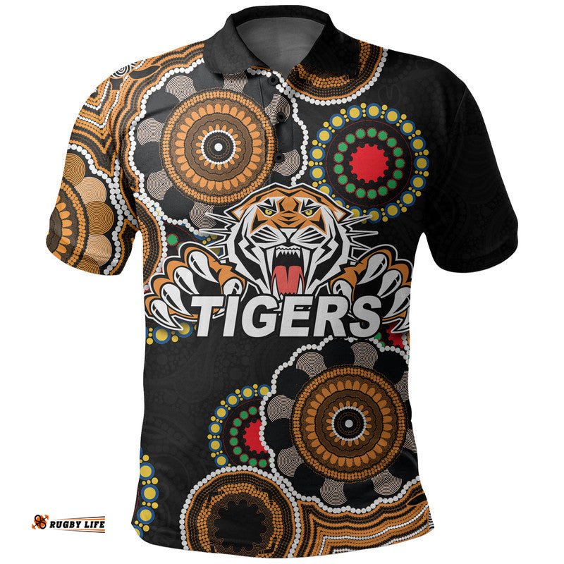 Custom Personalised Tigers Rugby Aboriginal Vibe Polo Shirt Amazing Aussie
