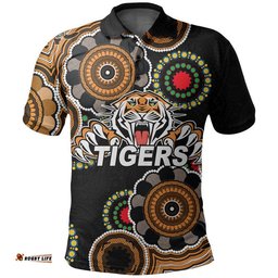 Custom Personalised Tigers Rugby Aboriginal Vibe Polo Shirt Amazing Aussie