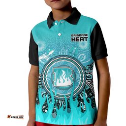 Brisbane Heat Polo Shirt Aboriginal Dot Fire Australia Cricket Amazing Aussie