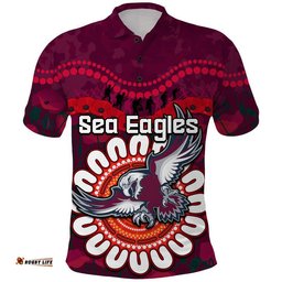 Custom Personalised Sea Eagles Rugby ANZAC Polo Shirt Camouflage Poppy Amazing Aussie