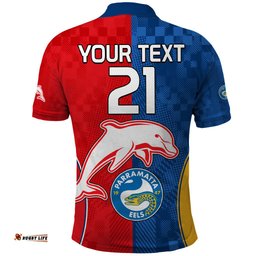Custom Text And Number NRL Dolphins Combine Parra Eels Polo Shirt Sporty Style