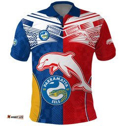 Custom Text And Number NRL Dolphins Combine Parra Eels Polo Shirt Sporty Style
