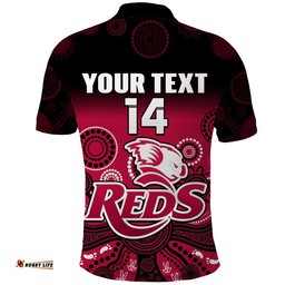 Custom Text And Number Queensland Reds Rugby Polo Shirt Gradient Aboriginal Amazing Aussie