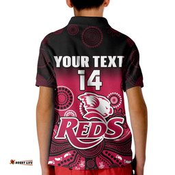 Custom Text And Number Queensland Reds Rugby Polo Shirt Gradient Aboriginal Amazing Aussie