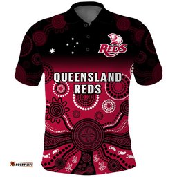 Custom Text And Number Queensland Reds Rugby Polo Shirt Gradient Aboriginal Amazing Aussie
