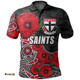 Custom Personalised Anzac Day AFL-Saints Army Mix Aboriginal Polo Shirt Amazing Aussie