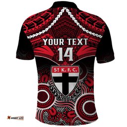 Personalised St Kilda Football Polo Shirt Saints Aboriginal Mix Polynesian Pattern