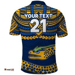 Custom Eels Rugby Polo Shirt Polynesian and Aboriginal Vibe