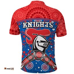 Knights Rugby Polo Shirt Novocastrians Boomerang Indigenous Dots Amazing Aussie