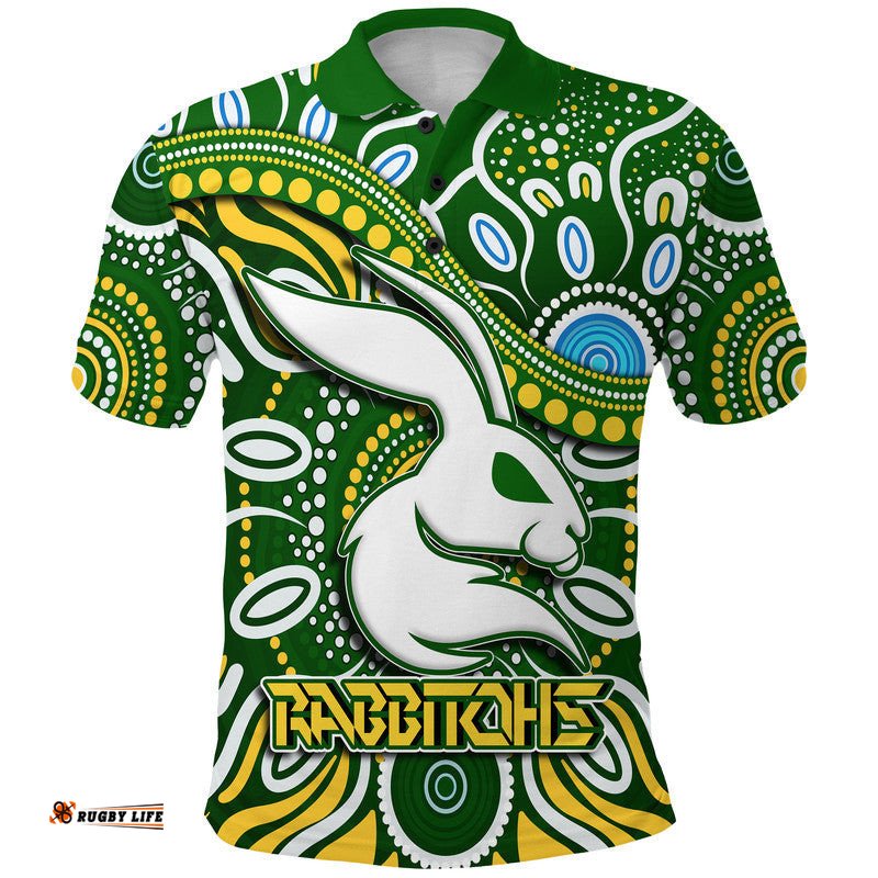 Rabbitohs Polo Shirt Rabbitohs Aboriginal Dreamtime Style Amazing Aussie