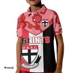 Saints Football Polo Shirt St Kilda 1873 Aboriginal Dot Painting Amazing Aussie