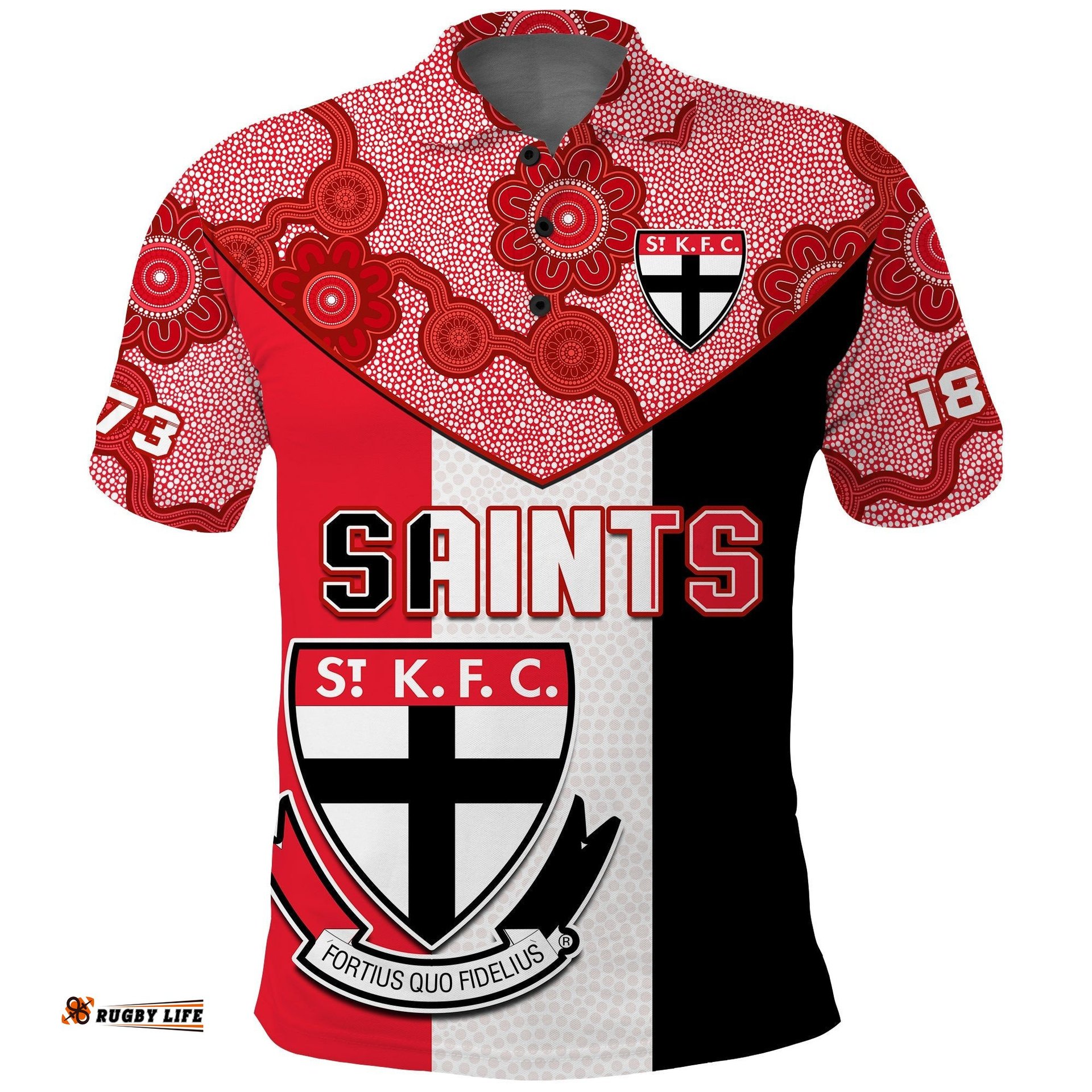 Saints Football Polo Shirt St Kilda 1873 Aboriginal Dot Painting Amazing Aussie