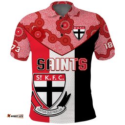 Saints Football Polo Shirt St Kilda 1873 Aboriginal Dot Painting Amazing Aussie