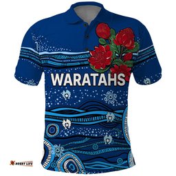 Custom Text And Number NSW Waratahs Rugby Polo Shirt Aboriginal Indigenous