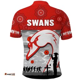 Swans Football ANZAC Polo Shirt Sydney Indigenous Camouflage Art Amazing Aussie