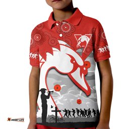 Swans Football ANZAC Polo Shirt Sydney Indigenous Camouflage Art Amazing Aussie