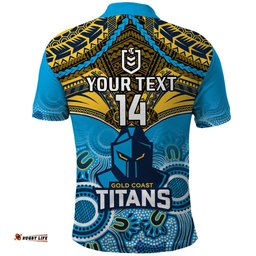Personalised Titans Rugby Polo Shirt Aboriginal Mix Polynesian Pattern
