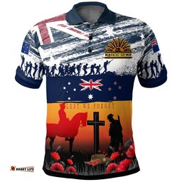 Australian and New Zealand Army Corps Anzac Day Polo Shirt - For The Fallen, Lest We Forget Amazing Aussie