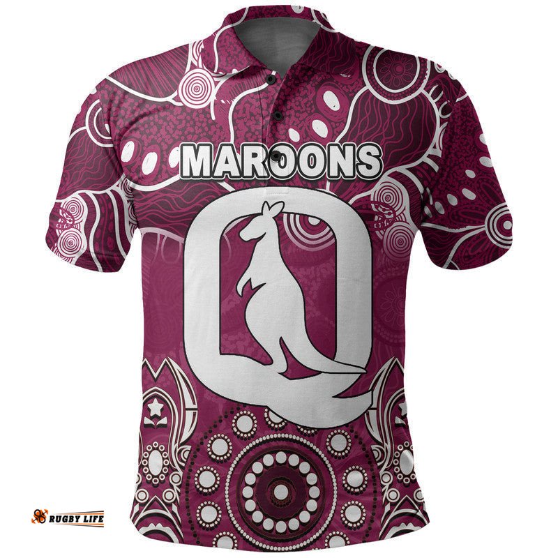 Custom Personalised Queensland Maroons Polo Shirt Aboriginal  Amazing Aussie