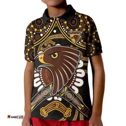 Hawks Football Polo Shirt Boomerang Indigenous Dots Amazing Aussie