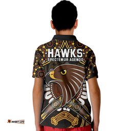 Hawks Football Polo Shirt Boomerang Indigenous Dots Amazing Aussie