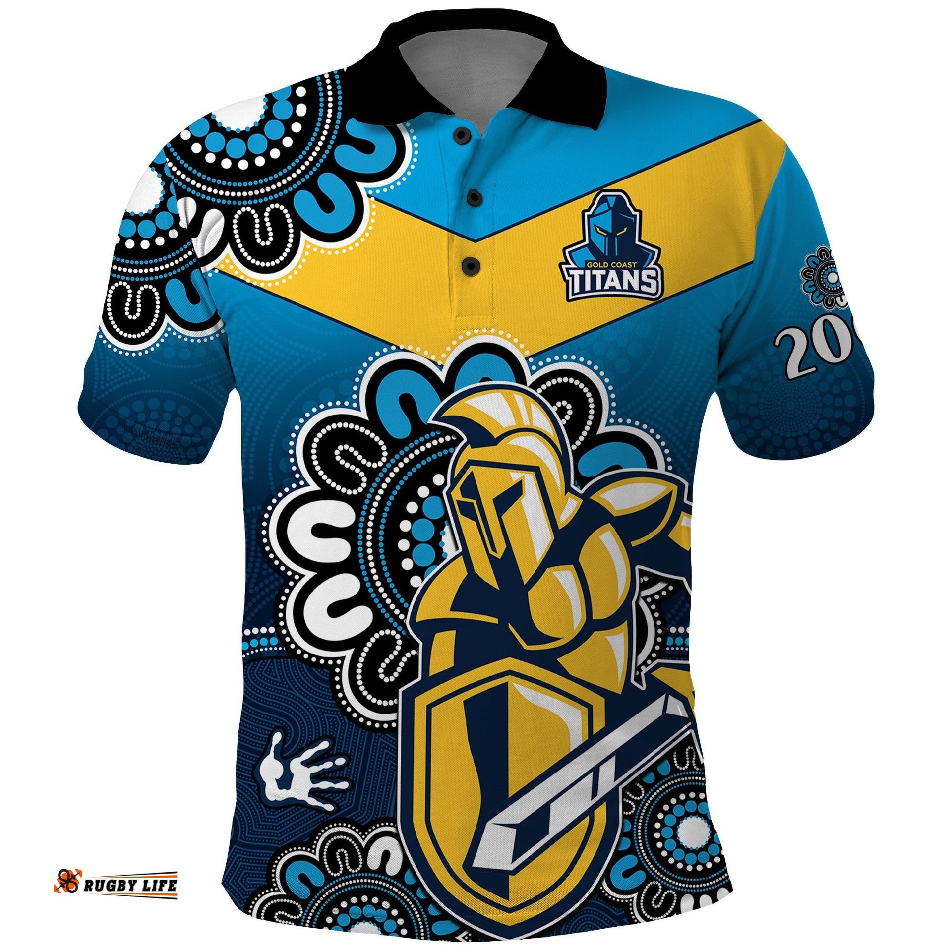 NRL Gold Coast Titans Rugby GLD 2007 Aboriginal Polo Shirt Amazing Aussie