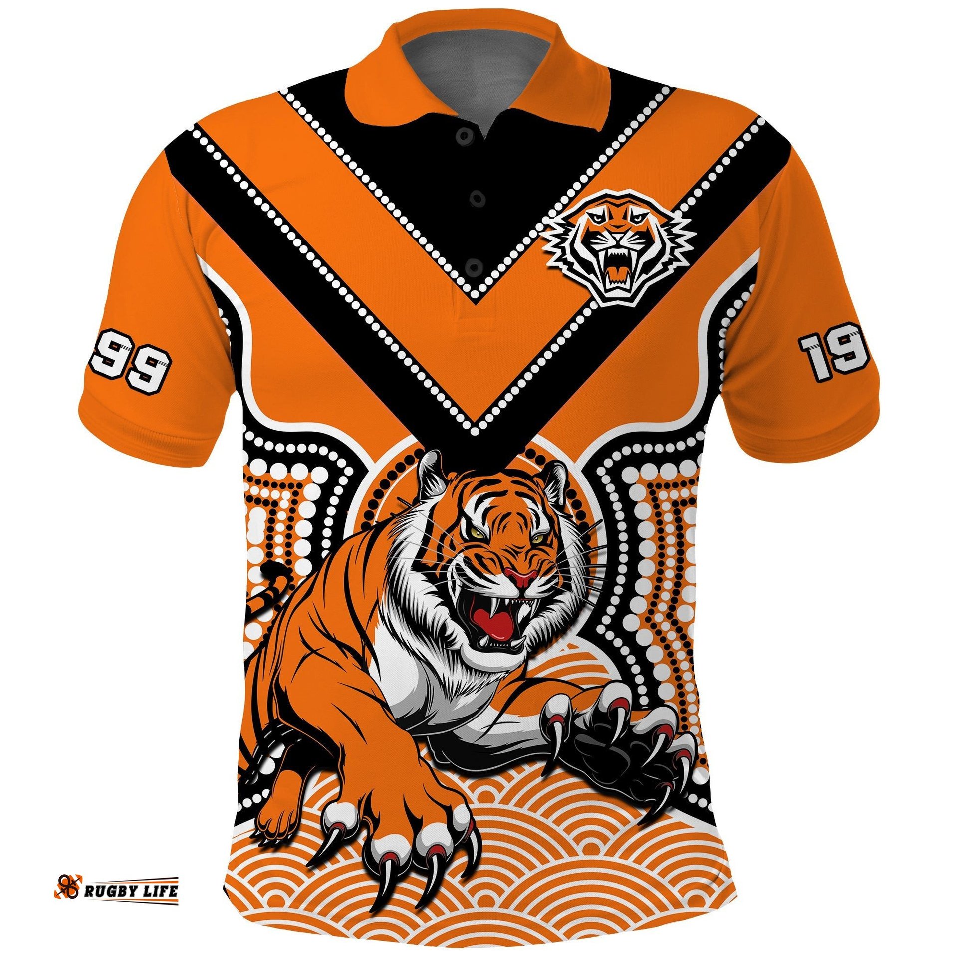 Wests Tigers Rugby Polo Shirt Indigenous Artsy Amazing Aussie
