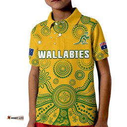Custom Text And Number Australia 2022 Rugby Polo Shirt Wallabies Aboriginal Yellow Style Amazing Aussie