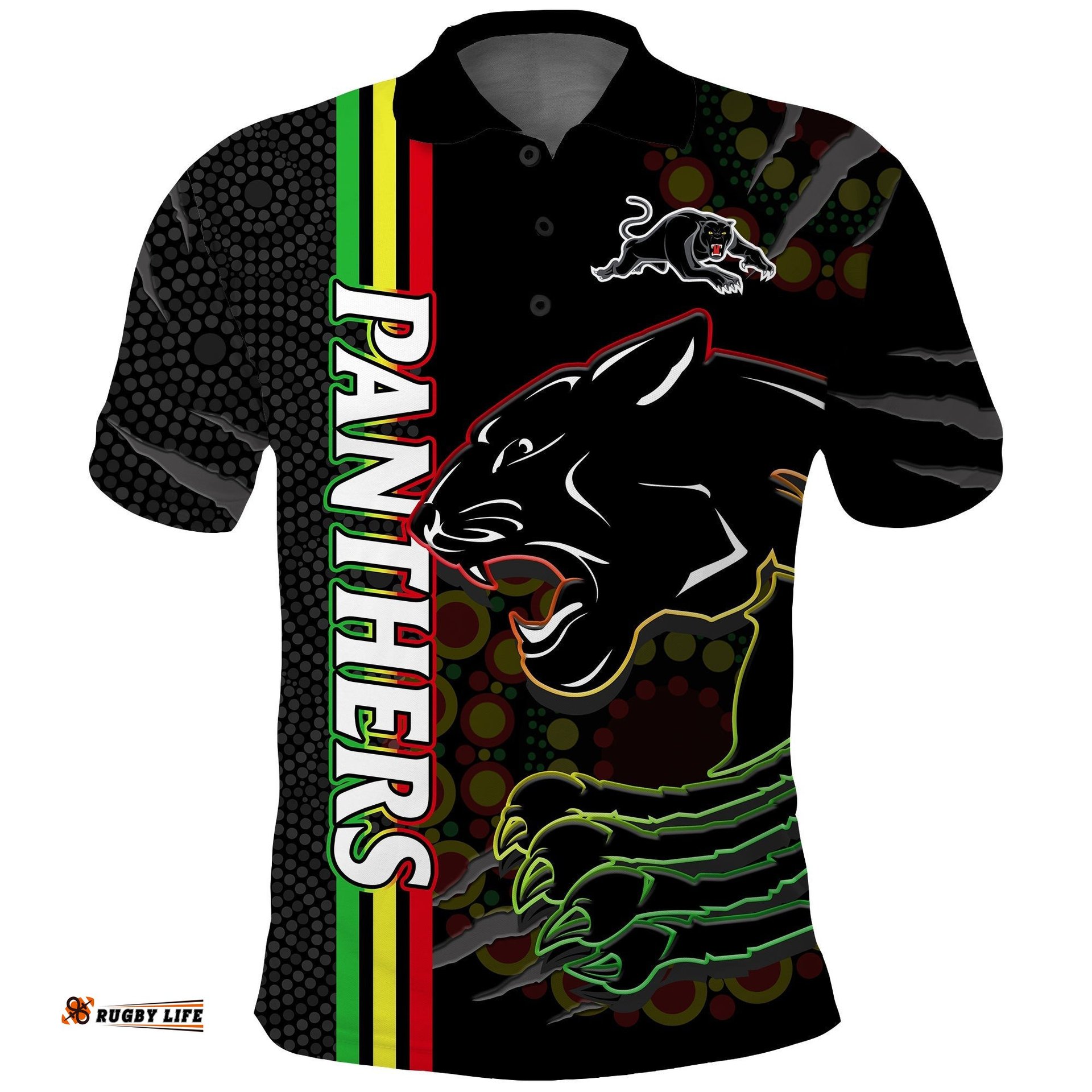 Penrith Panthers Rugby Polo Shirt The Mountain Men Aboriginal Art Dynamic Amazing Aussie