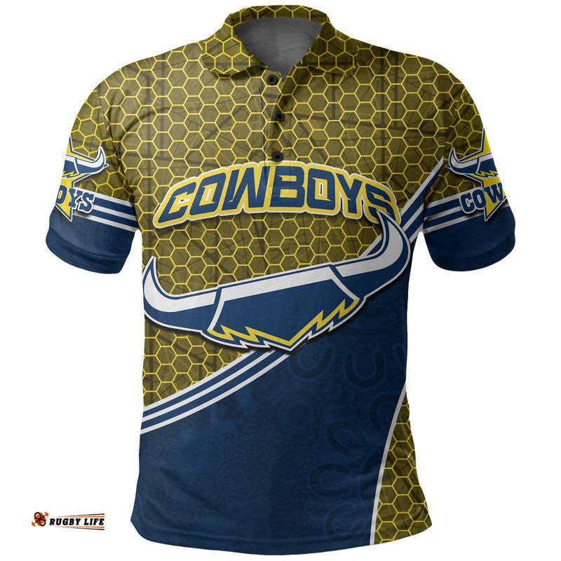 Custom Personalised Cowboys Rugby Polo Shirt Mix Aboriginal Simple Amazing Aussie