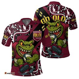 Queensland Rugby League Team Polo Shirt Indigenous - Custom Queensland Maroons Football Cane Toad Mascot Polo Shirt