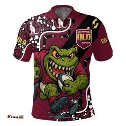 Queensland Rugby League Team Polo Shirt Indigenous - Custom Queensland Maroons Football Cane Toad Mascot Polo Shirt