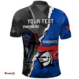 Personalised Panthers And Knights Rugby Polo Shirt 2023 Sporty Style