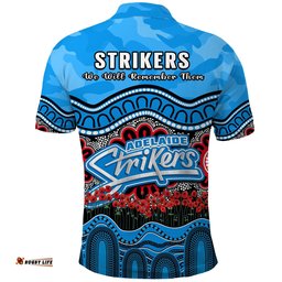 Adelaide Strikers Cricket ANZAC Polo Shirt Poppy Aboriginal Camouflage Amazing Aussie