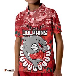 Dolphins Rugby ANZAC Polo Shirt Camouflage Poppy Amazing Aussie