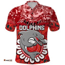 Dolphins Rugby ANZAC Polo Shirt Camouflage Poppy Amazing Aussie