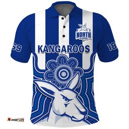 Custom Text And Number Melbourne Football Polo Shirt North Kangaroos 1869 Aboriginal Art Amazing Aussie