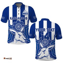Custom Text And Number Melbourne Football Polo Shirt North Kangaroos 1869 Aboriginal Art Amazing Aussie
