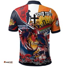Roosters Rugby Polo Shirt - Custom Remembrance Roosters Anzac Quote With Poppy And Rosemary Polo Shirt Amazing Aussie