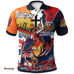 Roosters Rugby Polo Shirt - Custom Remembrance Roosters Anzac Quote With Poppy And Rosemary Polo Shirt Amazing Aussie