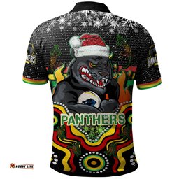 Panthers Rugby Christmas Polo Shirt - Custom Christmas Indigenous Penrith Panthers Personalised Name And Number Polo Shirt Amazing Aussie