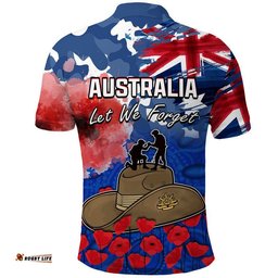 Australia ANZAC Day Polo Shirt Grunge Australia Flag and Red Poppy Amazing Aussie