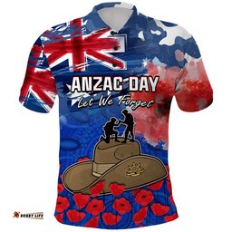 Australia ANZAC Day Polo Shirt Grunge Australia Flag and Red Poppy Amazing Aussie
