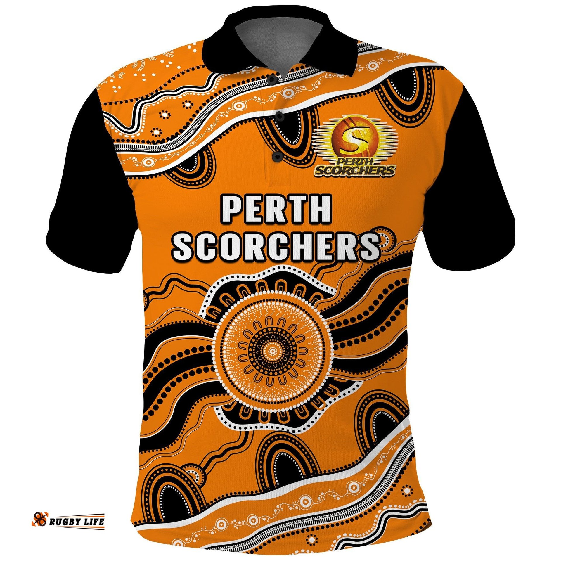 Perth Scorchers Cricket Polo Shirt Aboriginal Painting Amazing Aussie