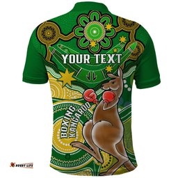 Personalised Australia Boxing Kangaroo Polo Shirt Aussie Indigenous Art Mix National Color