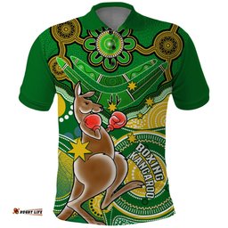 Personalised Australia Boxing Kangaroo Polo Shirt Aussie Indigenous Art Mix National Color