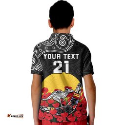 Custom Personalised Australia ANZAC Polo Shirt Kangaroo Boomerang with Poppy Amazing Aussie