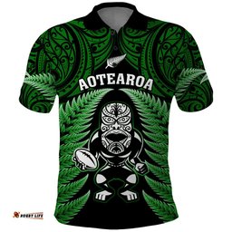 New Zealand Aotearoa Rugby Polo Shirt NZ Tiki With Maori Fern World Cup Green Version