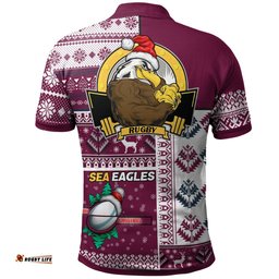 Sea Eagles Rugby Polo Shirt - Custom Christmas Snowflakes Sea Eagles Mascot Polo Shirt Amazing Aussie