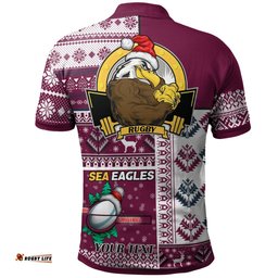 Sea Eagles Rugby Polo Shirt - Custom Christmas Snowflakes Sea Eagles Mascot Polo Shirt Amazing Aussie